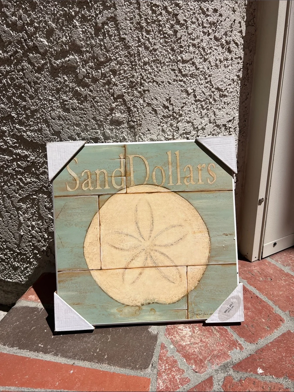 NWT Coastal Wall Art - Beach Sign in Teal and Cream